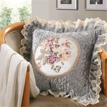 

Textile Fabric Lace Flower Chinese Style Noble Cushions Decorative Pillow Cover Throw Case For Sofa 55X55CM decorative pillows