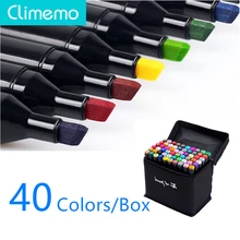 Climemo двуглавый спиртовой Маркер Маркеры 40 цветов для рисования канцелярские принадлежности для школьников, студентов NP279