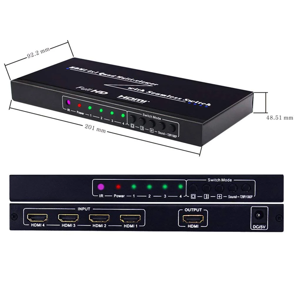 HDMI бесшовный переключатель 4x1 мультипросмотр с бесшовным переключателем 1 3