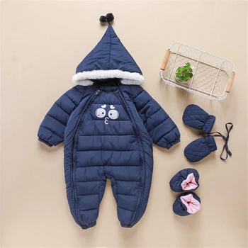 

Infant Baby boys girls Thick Padded Gloves shoes Jacket Snowsuit Rompers Kids Parkas Suitable 0-15 Month Baby Winter Outerwear