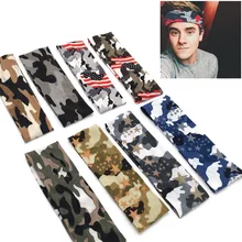 1 шт спортивная лента для волос при занятиях йогой камуфляжная растягивающаяся повязка на голову унисекс для бега хлопковая повязка от пота