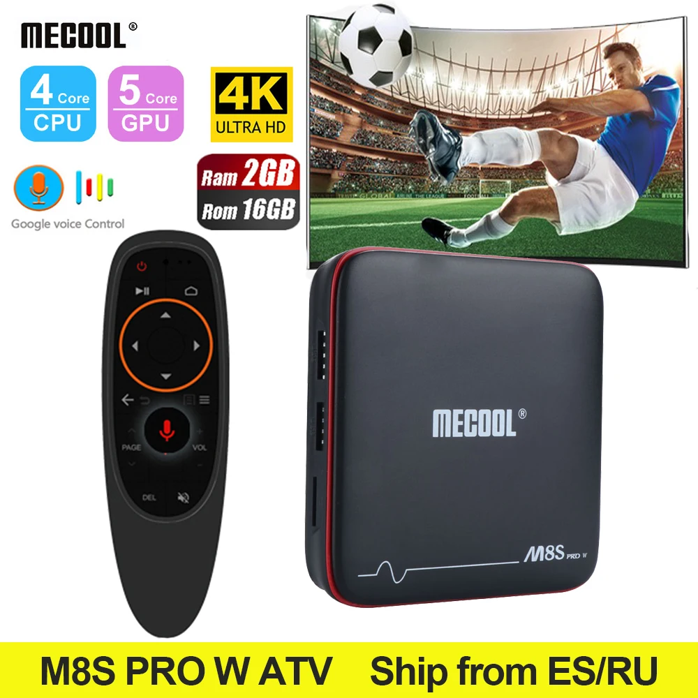 M8S PRO W 2,4G голос Управление Smart ТВ Box Android 7.1.1 Amlogic S905W 2 Гб Оперативная память 16 Гб Встроенная память H.265 4 K Media Player Поддержка Испания IP ТВ