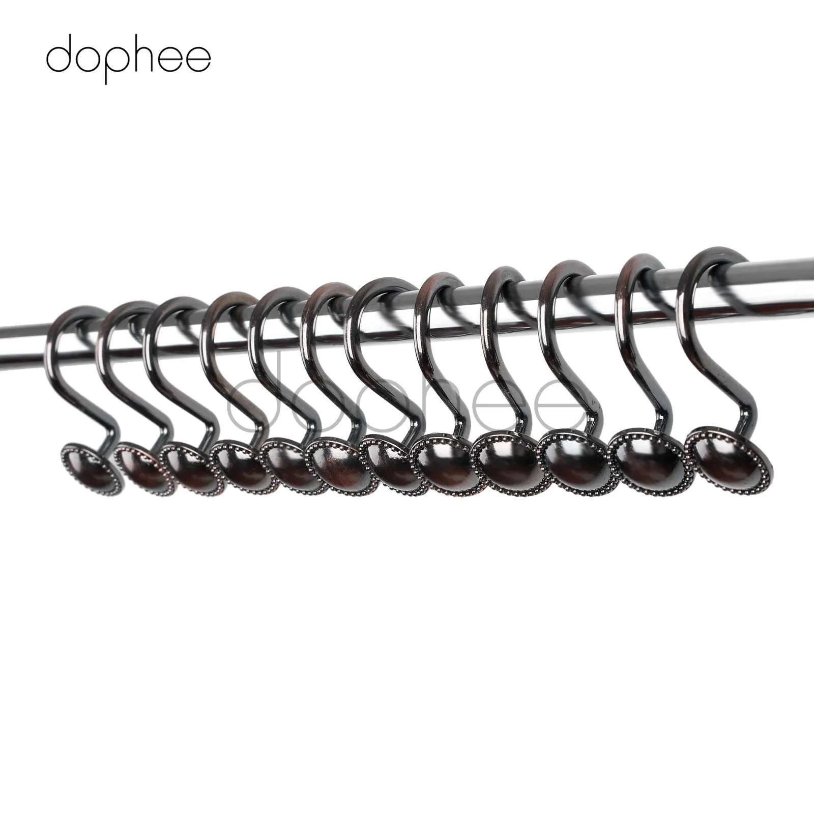 Dophee 12 шт. античные бронзовые Glide крючки для штор винтажные круглые шапки ванная
