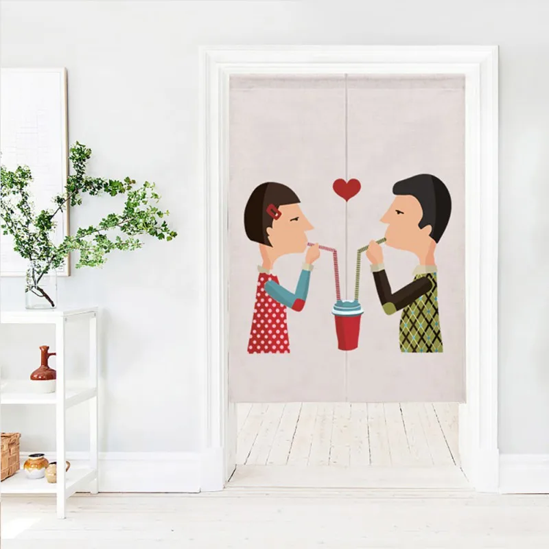 Linen Cotton Japanese Style Door Curtain Kitchen Living Room Separate