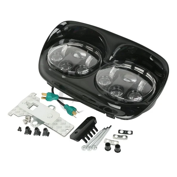 

1 set Dual LED Headlight Assembly for motor Motorcycle bike Road Glide Led Headlight with Hi/low Beam 90w free shipping