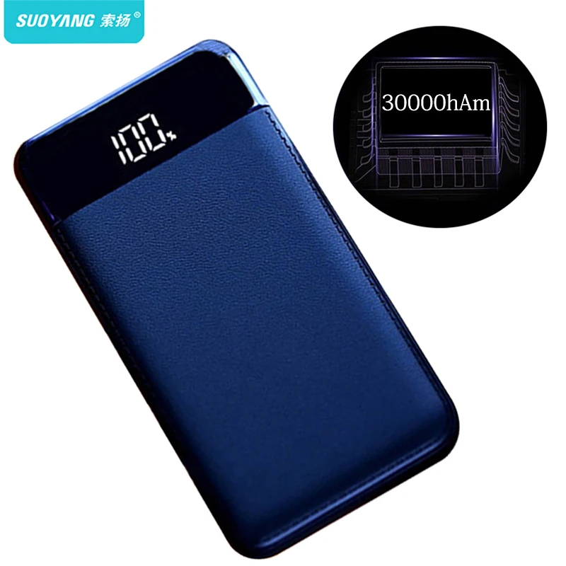 30000 мАч Внешний аккумулятор повербанк 2 USB светодиодный power Bank портативный