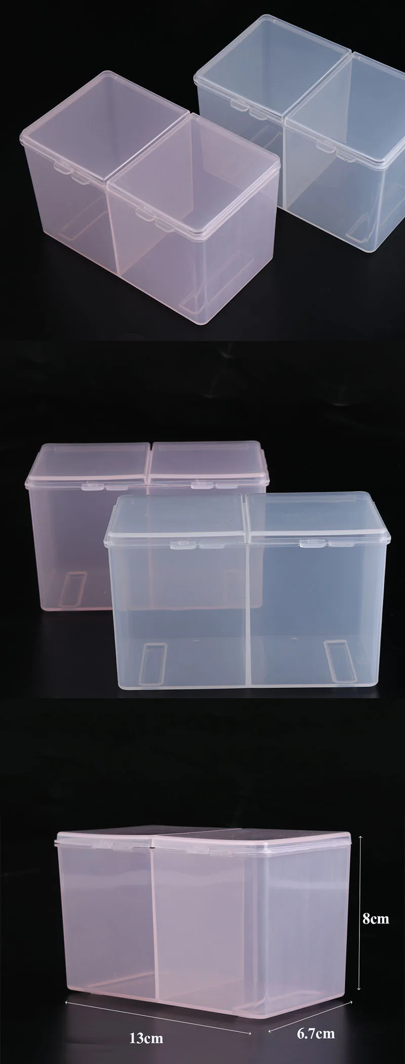 Прозрачный/розовый 2 отделения для удаления хлопка контейнер для ватных дисков чехол для хранения Макияж дизайн ногтей коробка держатель