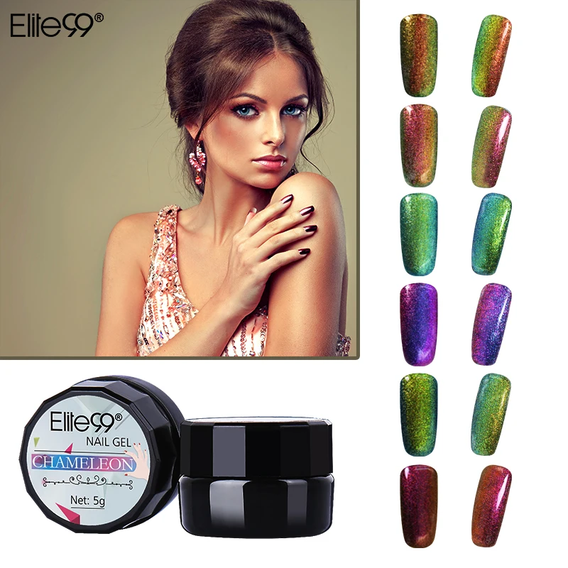 

Elite99 Soak off Changing Color Chameleon UV Gel Nail Lacquer Brush Pen Soak Off Long Lasting 5mlChameleon Gel Nail Painting Gel