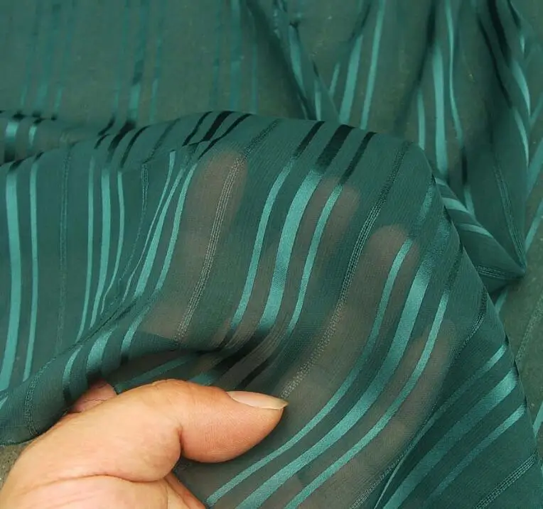 

satin chiffon silky strips pearly metallic fabric soft breathable DIY dress blouse fabric