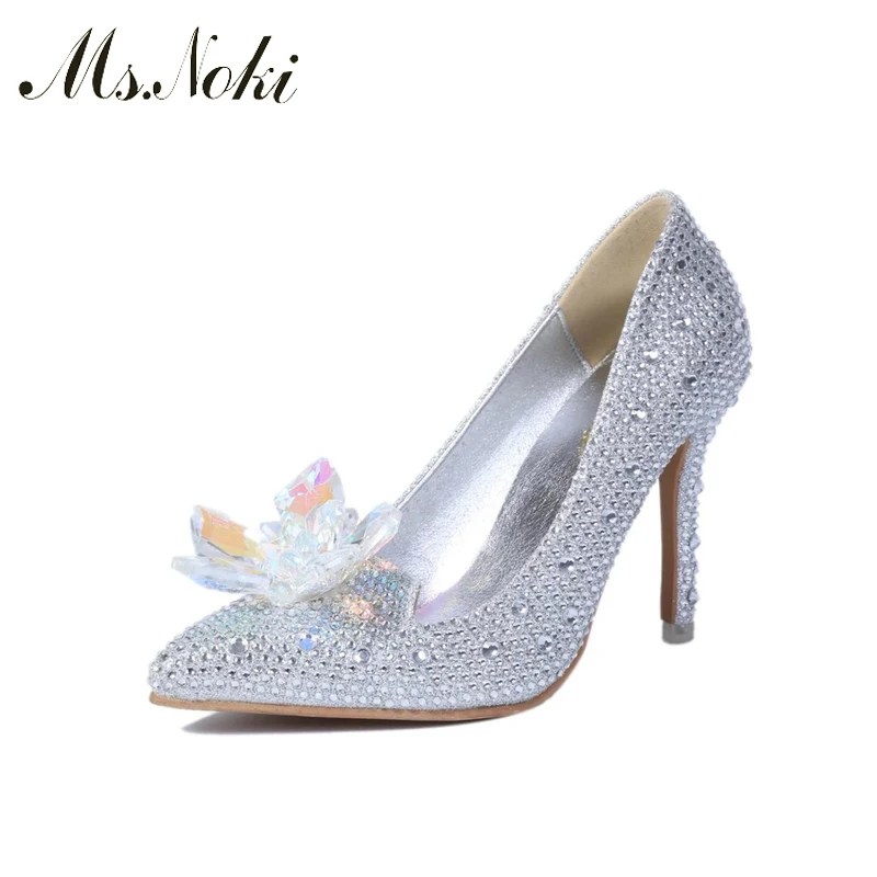 

Ms.Noki 2015 Hot Sale summer crystal high heel summer sandals women sexy fashion bling bead lady flower soft shoes for girls