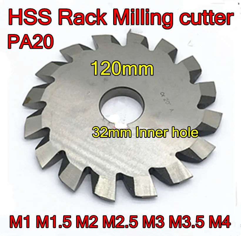 

110-120*32mm Inner hole M1 M1.5 M2 M2.5 M3 M3.5 M4 PA20 HSS Rack Milling cutter Article gear Milling cutter Free shipping