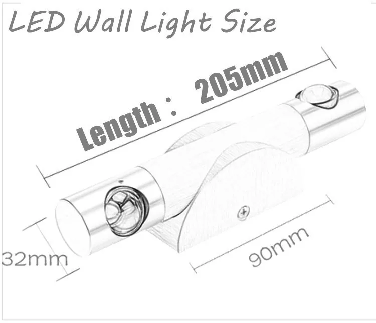 Горячая 6 Вт современный алюминиевый светодиодный настенный светильник AC85-265V отель Туалет и ванная комната спальня 360 Вращение светодиодный настенный светильник