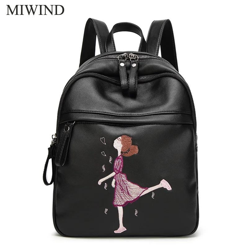 Free Shipping MIWIND Women PU Leather Backpacks Softback Bags Brand