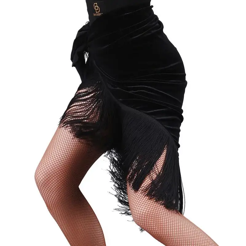 Женская юбка с кисточками для латинских танцев, 3 цвета, юбка для взрослых женщин, юбка для занятий танцами, юбка с бахромой для латинских танцев, бальный костюм