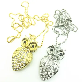 

USB Flash Drive Metal Diamond Owl Pendrive Nighthawk Pen Drive 8GB 16GB 32GB USB Stick Gift USB Key Chain Necklace