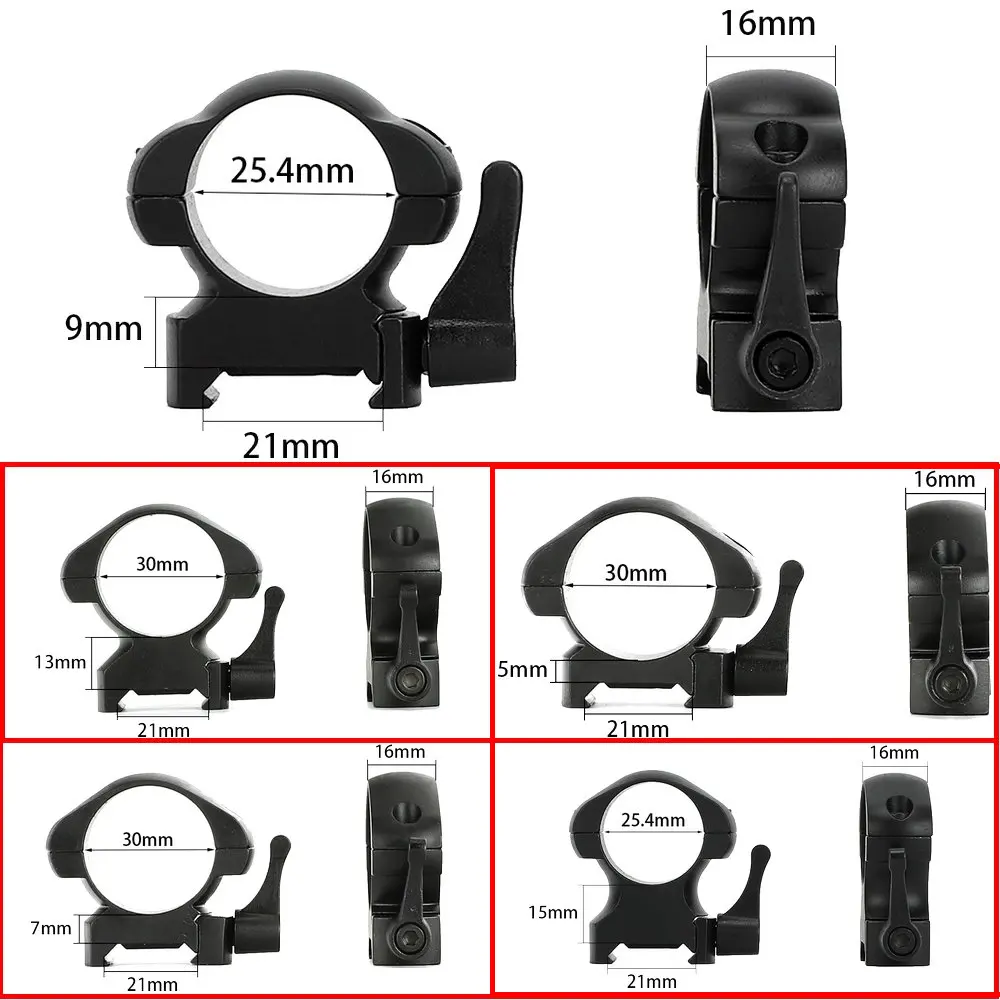 Тактические 1 дюймов 25,4 мм или 30 мм стальные быстросъемные Пикатинни кольца для прицела Weaver Крепление прицела винтовки для охотничьего прицела