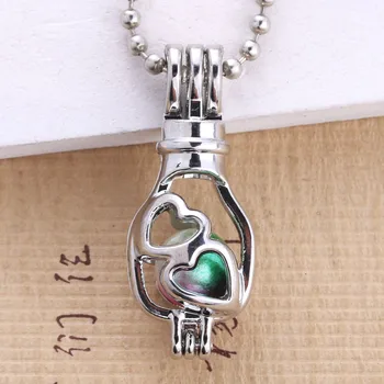 

5pcs Silver Lucky Wishing Bottle Pearl Cage Jewelry Making Beads Cage Pendant Aromatherapy Diffusion Box Oyster Pearl Gift Box