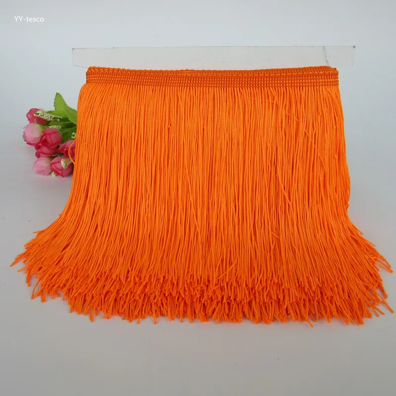 1 ярд 15 см длинная кружевная бахрома отделка кисточка бежевая бахрома отделка для латинских платьев сценическая одежда аксессуары кружевная лента - Цвет: Orange