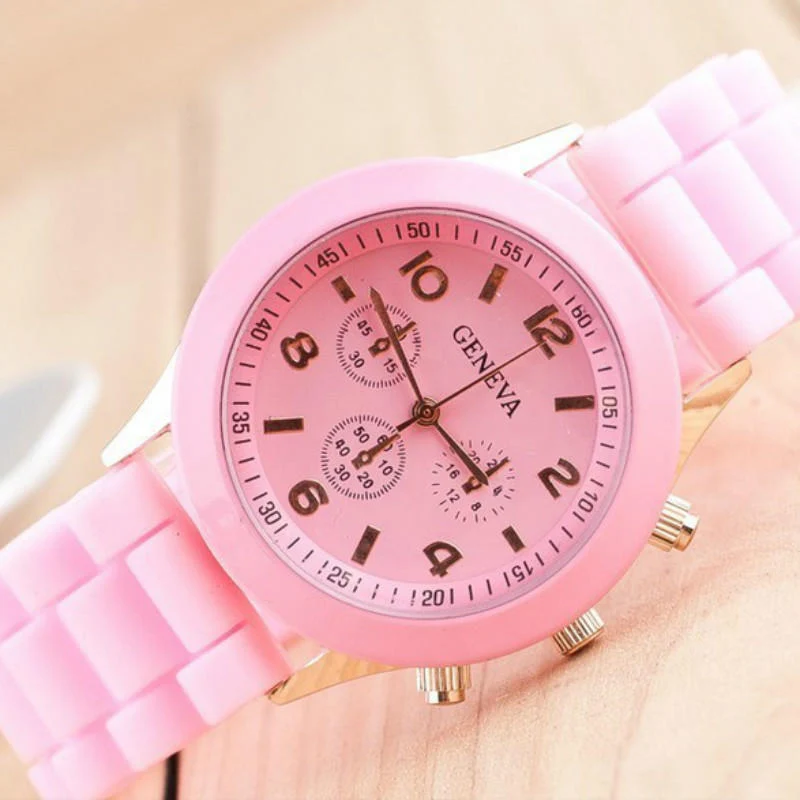 TIke Toker, роскошные брендовые Силиконовые кварцевые часы для женщин и мужчин, Дамская мода, браслет, наручные часы, наручные часы, relogio feminino masculino - Цвет: pink