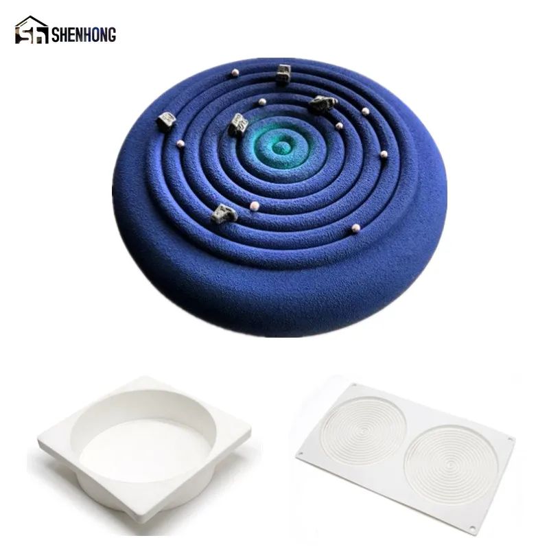 

SHENHONG 2PCS/SET Tourbillon 3D Art Cake Moule Pop Silicone Decoration Mold Mousse Silikonowe Formy Baking Pastry Mould