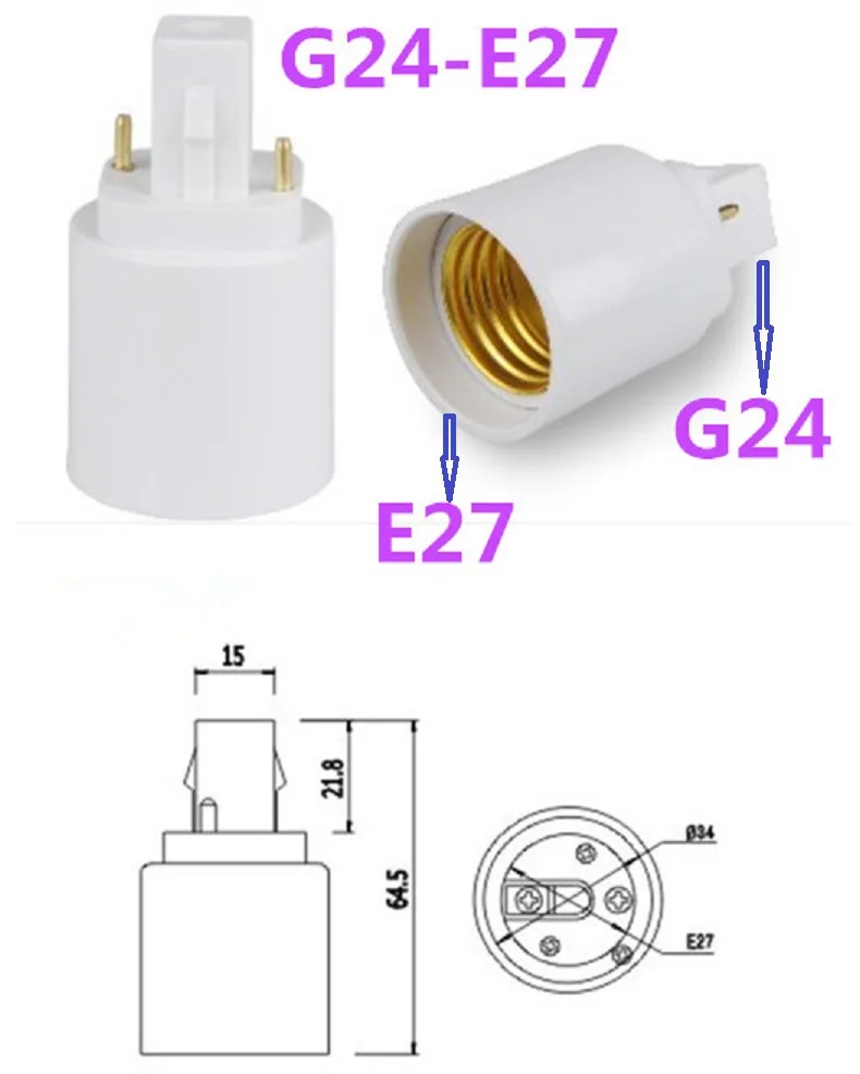 Free Shipping 5 X G24 To E27 Portalampada Adapter