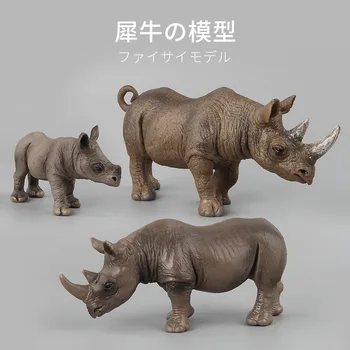 

NEW Animal Model Simulation Animal Toy Rhinoceros Plastic Zoo Animal Figure Lovely Animal Models Action Toys Gift For Kids