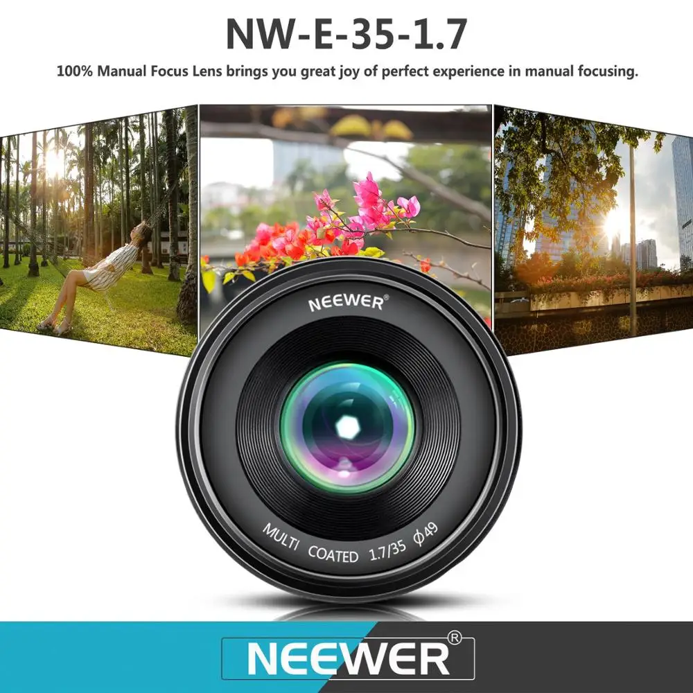 Neewer 35 мм F/1 7 ручная основная фиксированная линза с большой диафрагмой для