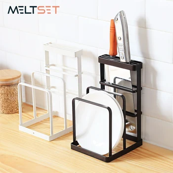 

Meltset Metal Knife Block Cutting Board Holder Tools Organizer Kitchen Storage Rack Dish Pan Pot Cover Lid Rack Stand