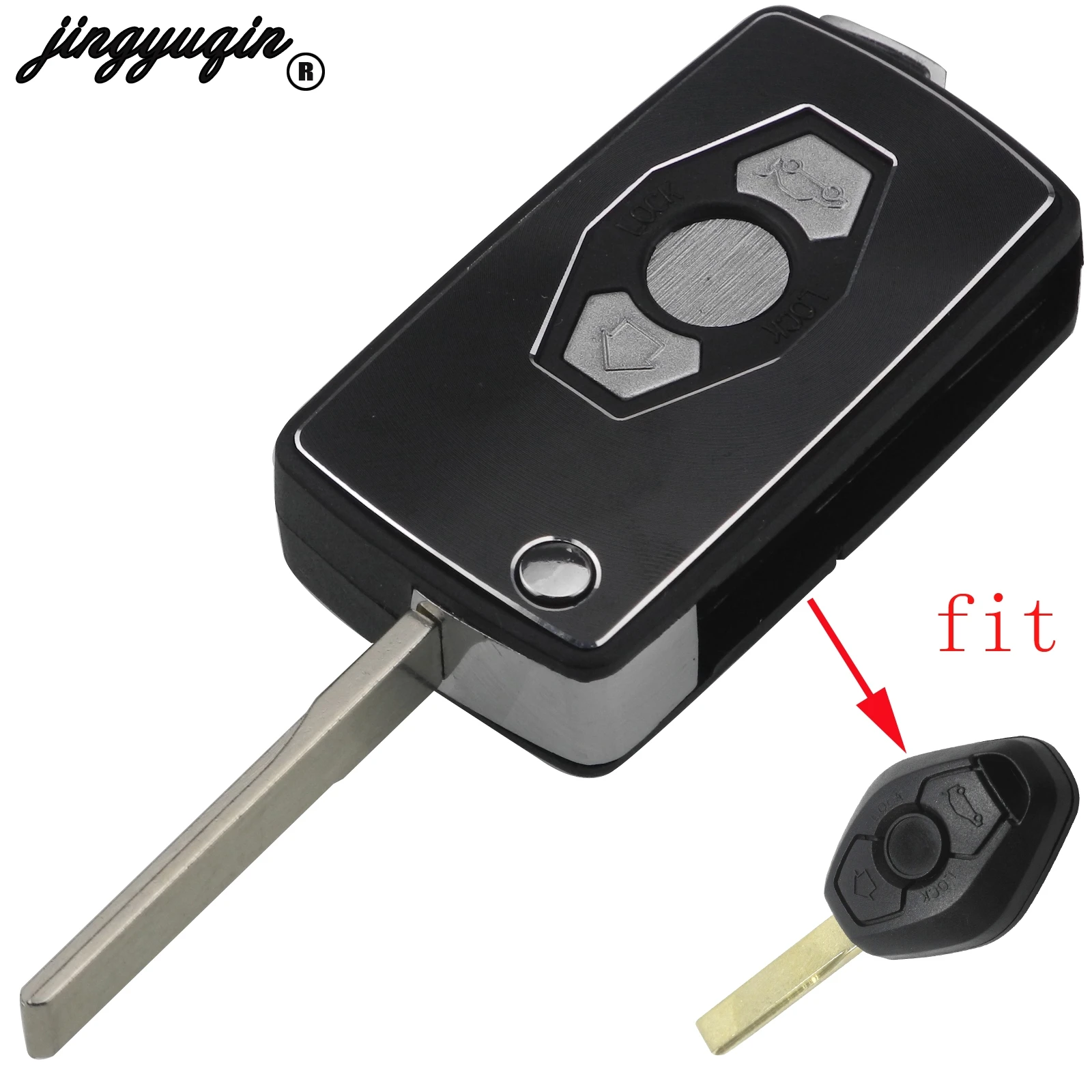 

jingyuqin Cut copy/uncut blade Flip Remote 3 Button Key Shell Case Fit For BMW 3 5 7 SERIES Z3 Z4 X3 X5 M5 325i E38 E39 E46