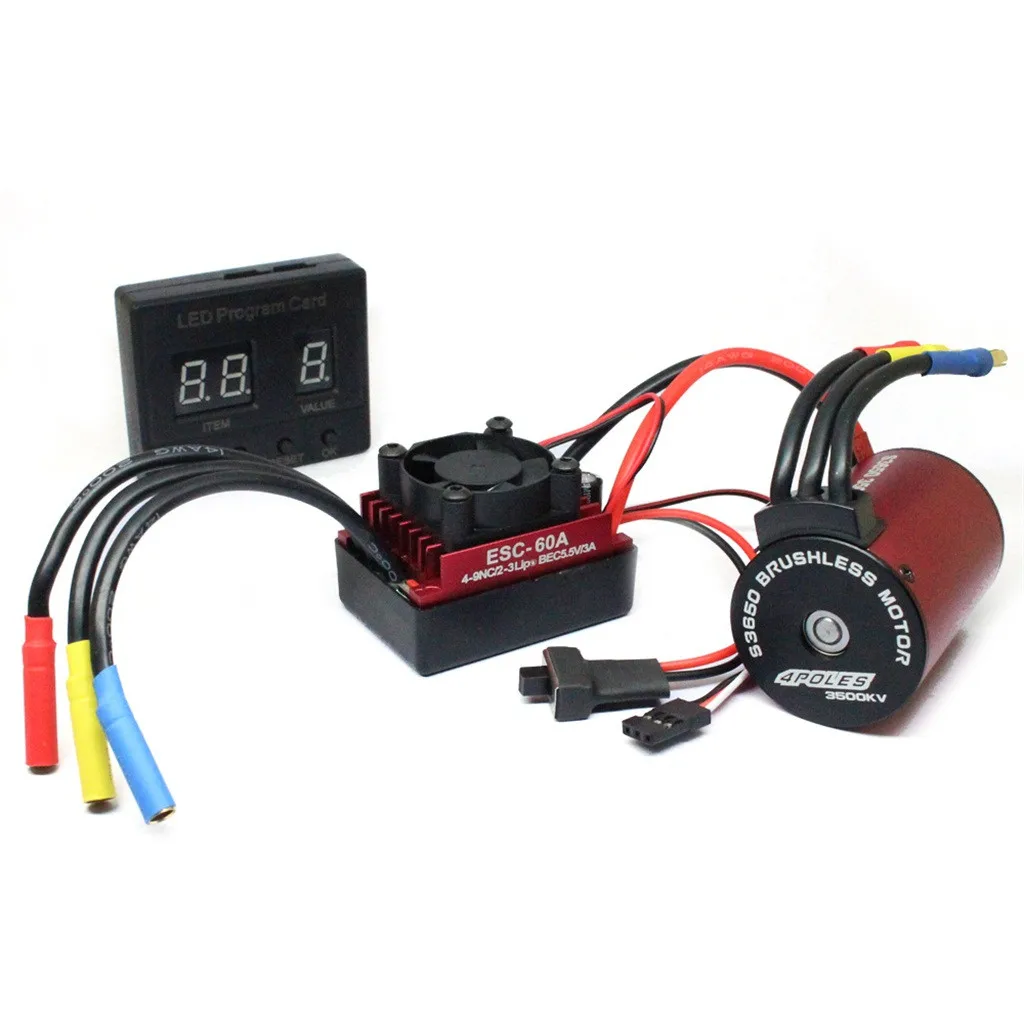

S3650 3500KV Brushless Motor+60A ESC +Program Card Combo For 1/10 RC Car Truck #$