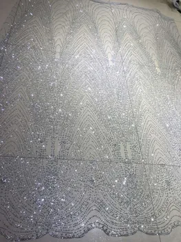 

Silver embroidery glitter mesh tulle lace for evening dress L2391-1 fashion design for wedding dress