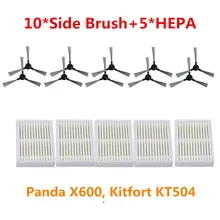 Новинка 15 шт./лот боковая щетка* 10+ HEPA фильтр* 5 для Panda X600 pet Kitfort KT504 роботизированные Запчасти для робота-пылесоса