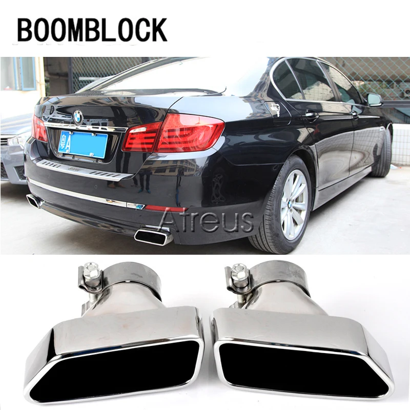 BOOMBLOCK 2 шт. автомобильные аксессуары для BMW 13-14 5 класса F18 F10 Chrome 304 Нержавеющая сталь выхлопных глушитель Совет