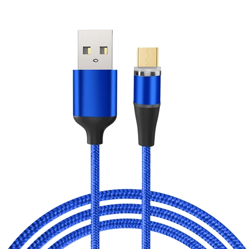 VOXLINK 1 м светодиодный магнитный USB кабель для iPhone Xs 6 7 и USB TypeC кабель и Micro USB нейлоновая оплетка для samsung Xiaomi huawei USB C - Цвет: Blue for Micro