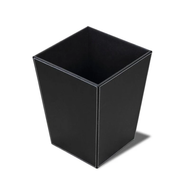 Creative Vintage PU Leather Trash Can Garbage Bucket Waste Bin Dustbin