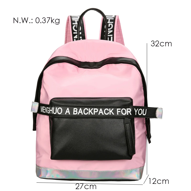 2017 Hot Women Laser Backpack School Bag For Teenage Girls PU Leisure Style Letter School Bagpack Casual Bag Travel Bag Mochila (2)