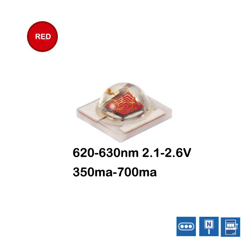 Светодиодный диодный излучатель 10 шт. 1 3 Вт 3535 красный SMD 620 625 нм 2 6 В 350 мА макс. 700