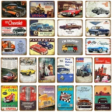 Винтажный автомобиль туристический автобус металлические жестяные вывески Паб Бар домашний Гараж Декор Американский Chevrolet Corvette винтажная настенная живопись плакат