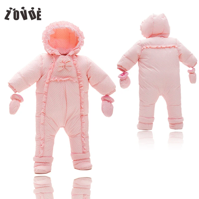 

-30 Degree Newborn Winter Costume Baby Girls Clothes Hooded Baby Rompers Warm Duck Down Infant Snowsuit Thick Baby Wear 0-18M