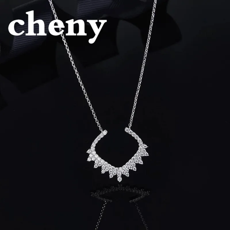 

cheny fit apm famous design necklace tooth V shape with full crystal punk style Banquet prom party fashion jewelry for womens