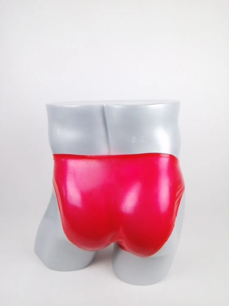 Sexy Men's Red Latex Briefs Fetish Rubber Underpants Customize Hand-made Free-4