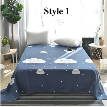 

free shipping single piece twill print cotton bed flat sheet quality bed cover multi-size four seasons use bedding sheet