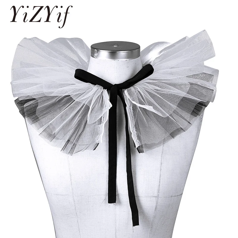 

YiZYiF Womens Fake Neck Collar Decorative Ruffled Mesh Fake Choker Vintage Detachable Sweater Shirt Collar Clothing Accessories