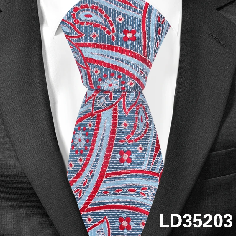 Жаккардовый цветочный галстук для мужчин, полиэстеровый клетчатый галстук для шеи, деловые свадебные костюмы, галстуки с пейсли, тонкие мужские галстуки для взрослых - Цвет: LD35203