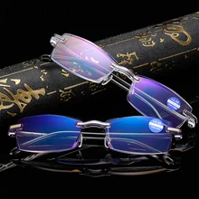 Ультралегкие очки для чтения без оправы для женщин и мужчин прозрачные линзы анти-Blu-Ray Компьютерные очки для пресбиопии очки диоптрий