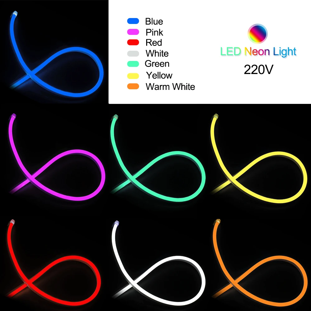 10 м/лот RGB светодиодный неоновый светильник 2835 SMD 120 светодиодный s/m Водонепроницаемая гибкая неоновая трубка лента белый/теплый белый/синий/зеленый/красный/розовый/желтый