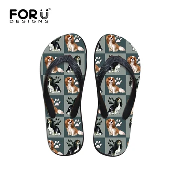 

FORUDESIGNS Men Flip Flops Slippers Summer Fashion Indoors Shoes Cavalier King Print Sandals 2019 Beach For Male Slides Casual