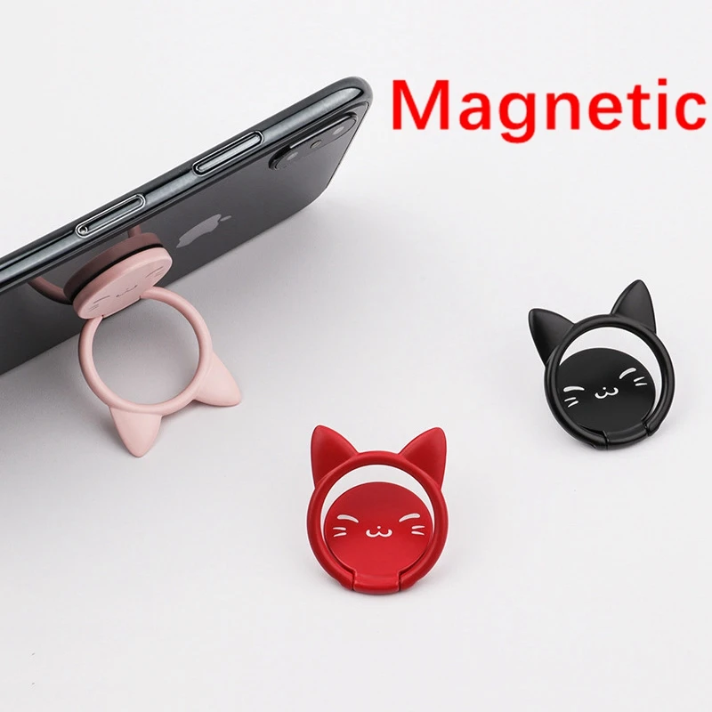 

Mobile Phone Holder Kirsite Stand Universal Stent Phone Ring Magnetic Cute Kitty For Smart Phone Holder For Samsung Iphone XR 7