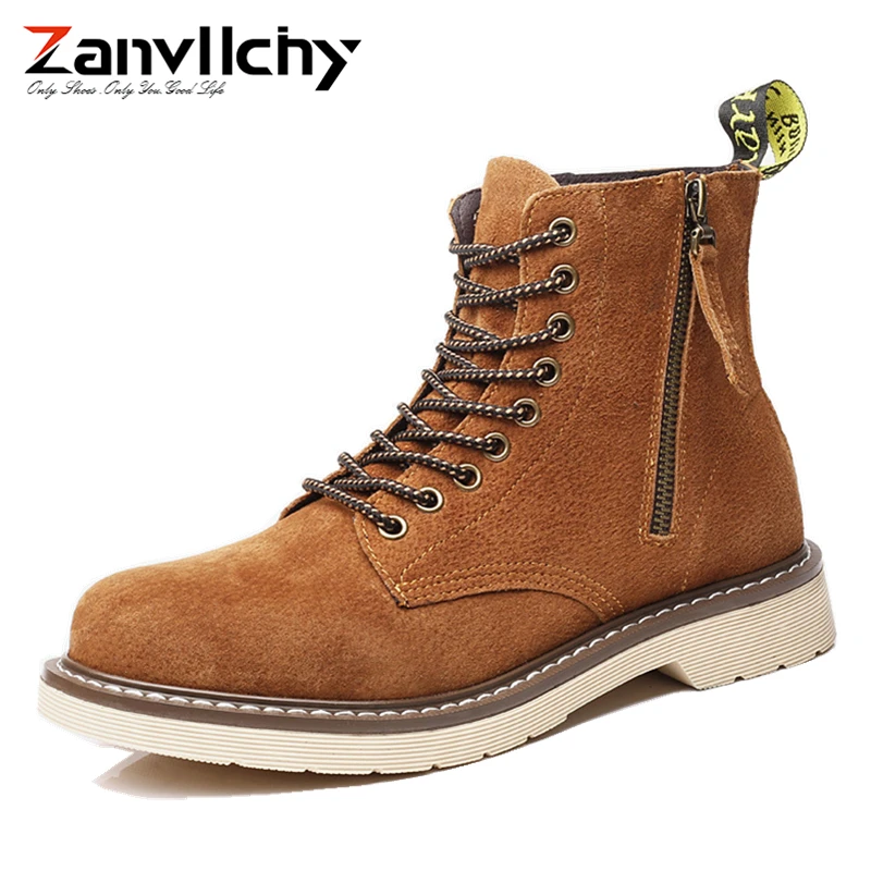

Zanvllchy Top Quality Men Boots Autumn Winter Martin Boots Genuine Leather Work Safety Shoes Luxury Men Waterproof Ankle Boots