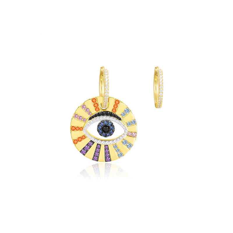 

925 sterling silver lucky eyes Earrings For women muti color cz round ball coin Earring monaco Jewelry femme 2019 birthday gift